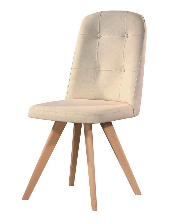 Καρέκλα Τραπεζαρίας MELODY - με ύφασμα χρώματος Κρέμ και ξύλινα πόδια