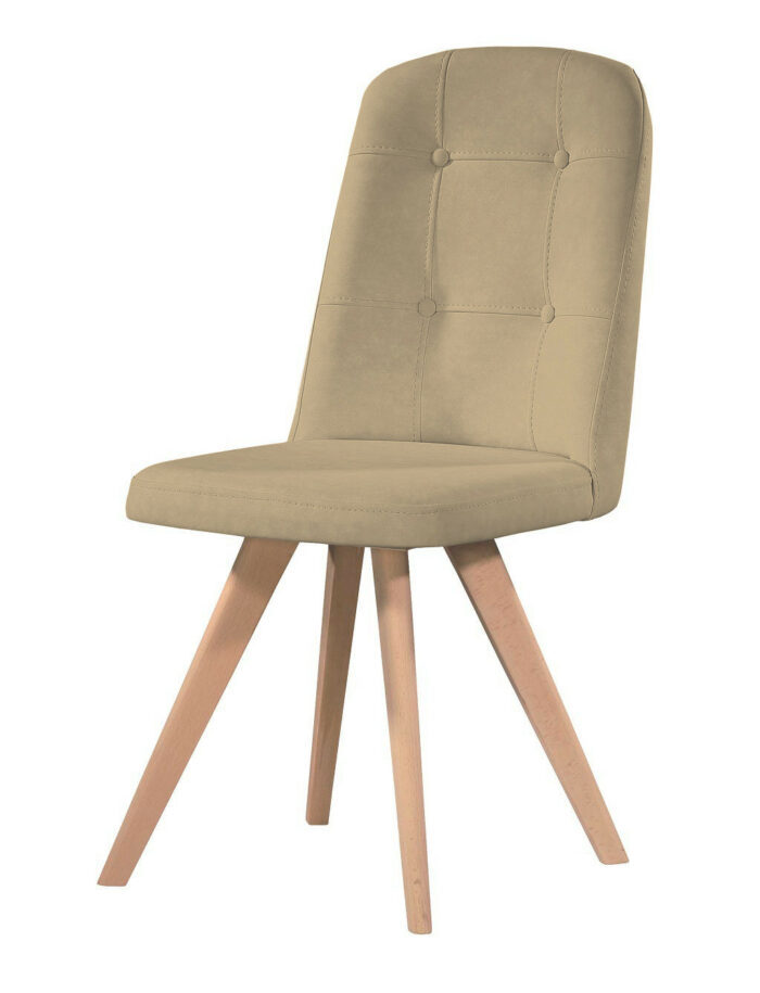Καρέκλα Τραπεζαρίας MELODY - με ύφασμα χρώματος Μπέζ και ξύλινα πόδια