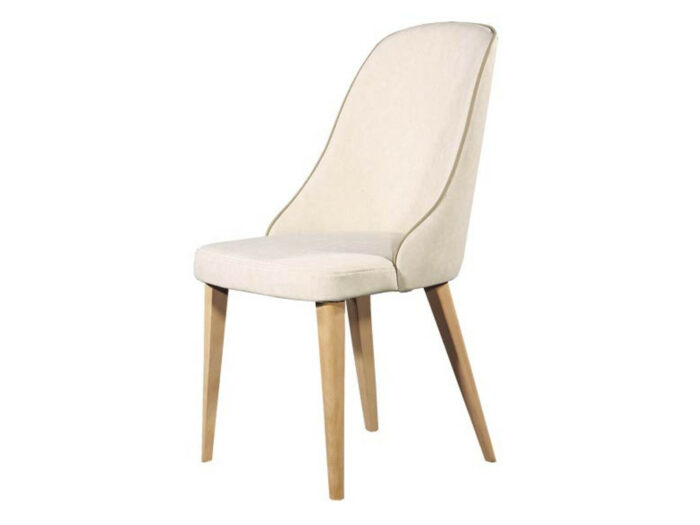 Μοντέρνα καρέκλα τραπεζαρίας - Espina Wood με ξύλινη βάση και ύφασμα χρώματος Κρέμ