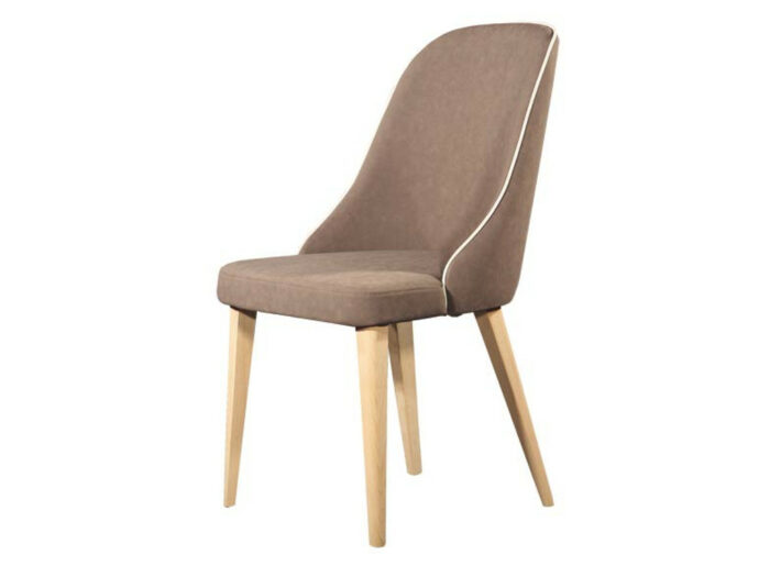 Μοντέρνα καρέκλα τραπεζαρίας - Espina Wood με ξύλινη βάση και ύφασμα χρώματος MOKA